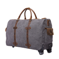 2019 Luxury Leather and Canvas  Small Trolley Travel Bag Luggage Bag for Men Waterproof